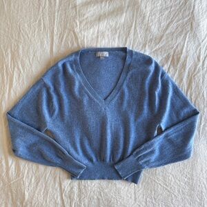 J. Crew Blue Cashmere V-Neck Sweater